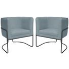 Kit 02 Poltronas Decorativas Betina Base Aço Preto Bouclé Azul Claro - Nexta Casa