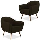 Kit 02 Poltronas Decorativas com Pés Palito Nina Corano Marrom C-34 - Lyam Decor