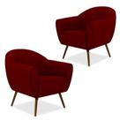 Kit 02 Poltronas Decorativas com Pés Palito Nina Veludo Marsala B-278 - Lyam Decor