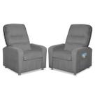 Kit 02 Poltronas Decorativas Do Papai Reclinável Confortável Suede Cinza Claro LM Decor