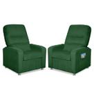Kit 02 Poltronas Decorativas Do Papai Reclinável Confortável Suede Verde LM Decor Kit 02 Poltronas Decorativas Do Papai Reclinável Confortável Suede Verde LM Decor