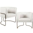 Kit 02 Poltronas Decorativas Fixa Base de Aço Cobre Betina Linho Creme A-48 - Lyam Decor Kit 02 Poltronas Decorativas Fixa Base de Aço Cobre Betina Linho Creme A-48 - Lyam Decor