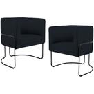 Kit 02 Poltronas Decorativas Fixa Base de Aço Preto Betina D02 Corano Preto C-05 - Lyam Decor Kit 02 Poltronas Decorativas Fixa Base de Aço Preto Betina D02 Corano Preto C-05 - Lyam Decor