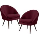Kit 02 Poltronas Decorativas Fixa Pés Palito Rafa C06 Veludo Marsala C-278 - Lyam Decor