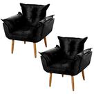 Kit 02 Poltronas Decorativas Francis Pés Palito Suede Preto - Desk Design