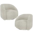 Kit 02 Poltronas Decorativas Giratória Angelina M03 Bouclê Bege Claro - Lyam Decor