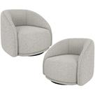 Kit 02 Poltronas Decorativas Giratória Angelina M03 Linho Bege Lyam Decor