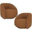 Kit 02 Poltronas Decorativas Giratória Angelina M03 Linho Telha - Lyam Decor