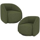 Kit 02 Poltronas Decorativas Giratória Angelina M03 Linho Verde - Lyam Decor