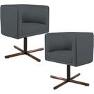 Kit 02 Poltronas Decorativas Giratória Base X Betina D02 Corano Cinza C-03 - Lyam Decor