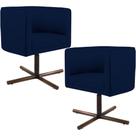 Kit 02 Poltronas Decorativas Giratória Base X Betina D02 Veludo Azul Oxford D-304 - Lyam Decor