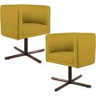 Kit 02 Poltronas Decorativas Giratória Base X Betina D02 Veludo Mostarda D-260 - Lyam Decor
