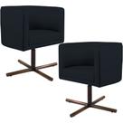 Kit 02 Poltronas Decorativas Giratória Base X Betina D02 Veludo Preto D-300 - Lyam Decor