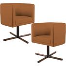 Kit 02 Poltronas Decorativas Giratória Base X Betina D02 Veludo Telha D-292 - Lyam Decor