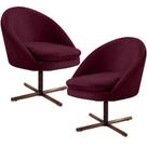 Kit 02 Poltronas Decorativas Giratória Base X Rafa C06 Veludo Marsala C-278 - Lyam Decor