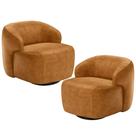 Kit 02 Poltronas Decorativas Giratória Orgânica Sala Living Barolo L06 material sintético Whisky - Lyam Decor