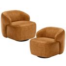 Kit 02 Poltronas Decorativas Giratória Orgânica Sala Living Barolo L06 material sintético Whisky - Lyam Decor