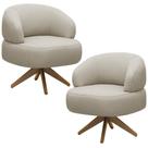 Kit 02 Poltronas Decorativas Giratória Orgânica Sala Living Zadok L06 Couro Cinza Claro - Lyam Decor