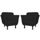 Kit 02 Poltronas Decorativas Helena Pés Luis XV Suede Preto - DS Estofados