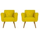 Kit 02 Poltronas Decorativas Isa em Tressê Suede Amarelo - DS Estofados