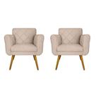 Kit 02 Poltronas Decorativas Isa em Tressê Suede Bege - DS Estofados