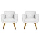 Kit 02 Poltronas Decorativas Isa em Tressê Suede Branco - DS Estofados