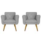 Kit 02 Poltronas Decorativas Isa em Tressê Suede Cinza - DS Estofados