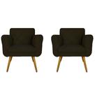 Kit 02 Poltronas Decorativas Isa em Tressê Suede Marrom - DS Estofados