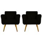 Kit 02 Poltronas Decorativas Isa em Tressê Suede Preto - DS Estofados