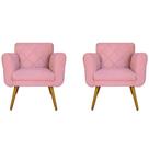 Kit 02 Poltronas Decorativas Isa em Tressê Suede Rosa - DS Estofados
