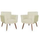 Kit 02 Poltronas Decorativas Isabela em Tressê Pés Palito Suede Bege - DS Estofados Kit 02 Poltronas Decorativas Isabela em Tressê Pés Palito Suede Bege - DS Estofados