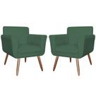 Kit 02 Poltronas Decorativas Isabela em Tressê Pés Palito Suede Verde - DS Estofados Kit 02 Poltronas Decorativas Isabela em Tressê Pés Palito Suede Verde - DS Estofados