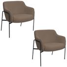 Kit 02 Poltronas Decorativas Jade Base Aço Preto Bouclé Marrom - Nexta Casa Kit 02 Poltronas Decorativas Jade Base Aço Preto Bouclé Marrom - Nexta Casa