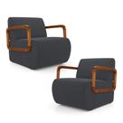 Kit 02 Poltronas Decorativas Kavya Veludo Espuma D26 Cinza Abmaza Kit 02 Poltronas Decorativas Kavya Veludo Espuma D26 Cinza Abmaza