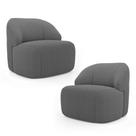 Kit 02 Poltronas Decorativas Kaya Orgânica Bouclê Cinza Escuro - Abmaza Kit 02 Poltronas Decorativas Kaya Orgânica Bouclê Cinza Escuro - Abmaza