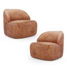 Kit 02 Poltronas Decorativas Kaya Orgânica Sintético Ocre - Abmaza