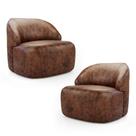 Kit 02 Poltronas Decorativas Kaya Orgânica Sintético Whisky - Abmaza