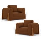 Kit 02 Poltronas Decorativas Living Bloom com Pés de Madeira Bouclê Terracota - Desk Design Kit 02 Poltronas Decorativas Living Bloom com Pés de Madeira Bouclê Terracota - Desk Design