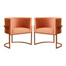 Kit 02 Poltronas Decorativas Luana Base em Metal Bronze Veludo - MALTA DECOR