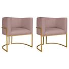 Kit 02 Poltronas Decorativas Luna Base de Ferro Dourado Linho Rose Kit 02 Poltronas Decorativas Luna Base de Ferro Dourado Linho Rose