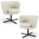 Kit 02 Poltronas Decorativas Melissa Base Xis Giratória B-309 Veludo Bege - Domi