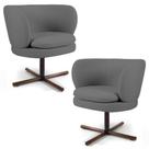 Kit 02 Poltronas Decorativas Melissa Base Xis Giratória B-317 Veludo Cinza - Domi