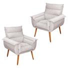 Kit 02 Poltronas Decorativas Modernas Sala e Recepção Monza Pés Palito Veludo Bege - Abmaza