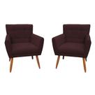Kit 02 Poltronas Decorativas Onix Napa Marrom - DS Estofados