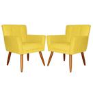 Kit 02 Poltronas Decorativas Onix Suede Amarelo - DS Estofados