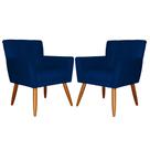 Kit 02 Poltronas Decorativas Onix Suede Azul Marinho - SA Móveis