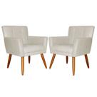Kit 02 Poltronas Decorativas Onix Suede Bege - DS Estofados