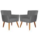 Kit 02 Poltronas Decorativas Onix Suede Cinza - SA Móveis