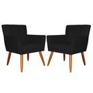 Kit 02 Poltronas Decorativas Onix Suede Preto - SA Móveis