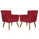 Kit 02 Poltronas Decorativas Onix Suede Vermelho - SA Móveis